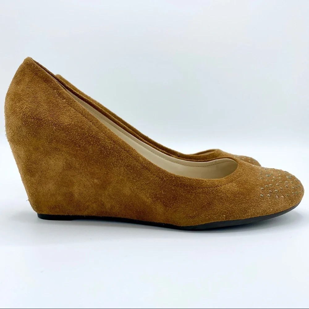 Franco Sarto Zinc Embellished Suede Wedges Size 10